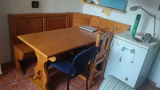 Conjunto mesa y esquinera madera