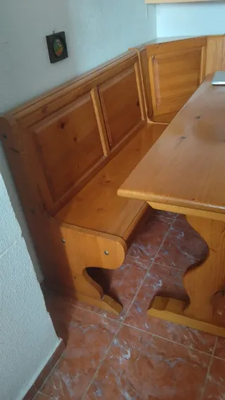 Conjunto mesa y esquinera madera