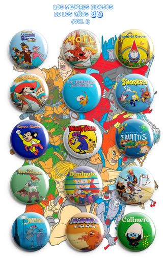 PACK CHAPAS DIBUJOS DE LOS 80 (VOL 1)