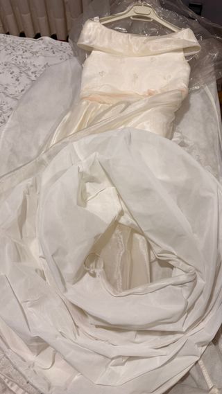 Vestido de comunión blanco y rosa