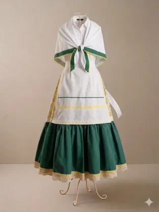 Falda larga verde y amarilla