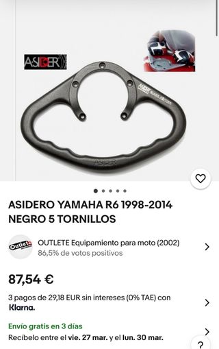 Asidero moto pasajero Asider Yamaha Black Edition.