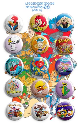 PACK CHAPAS DIBUJOS DE LOS 80 (VOL 5)