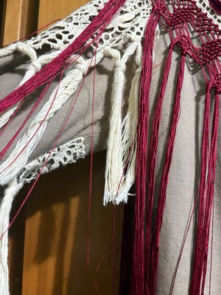 Traje Flamenca Beige y Rojo Talla Única