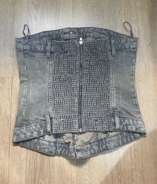 Top vaquero Zara gris
