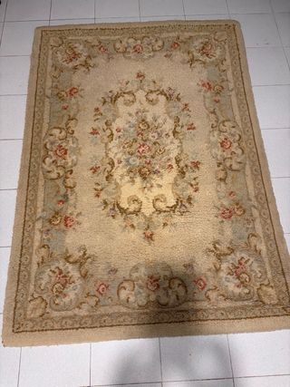 Alfombra beige, nudo español a maquina, 200x140