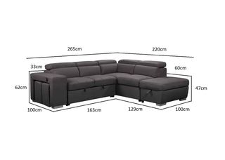 Sofá Cama Gris + Puff + 2 Butacas