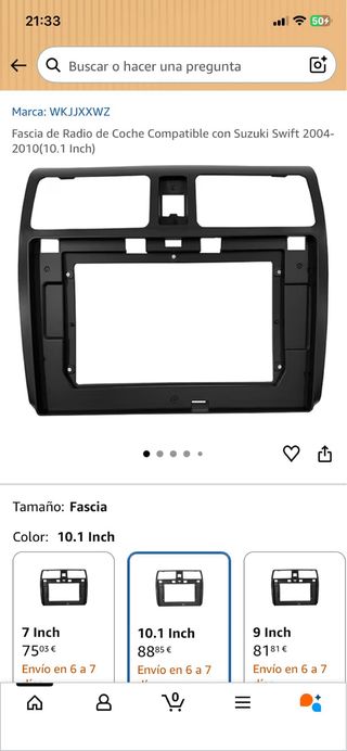 Marco para pantalla 10” Suzuki Swift 04-10