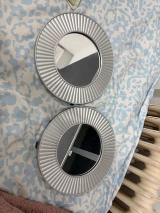 Juego de 2 espejos redondos plateados