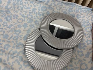 Juego de 2 espejos redondos plateados