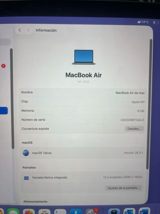 MacBook M1 2020 Plata