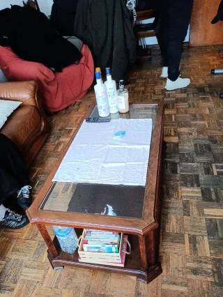 Set mesas centro madera y cristal