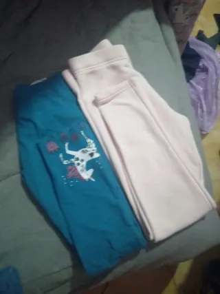 2 Pares Leggings Rosa e Azul 9- 10 anos