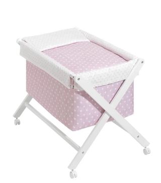 Minicuna bebé rosa estrellas