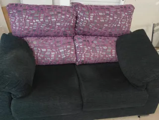 Sofá de 2 plazas tela negro y morado