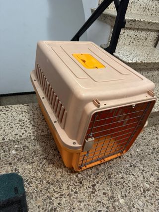Transportín para perros beige y naranja