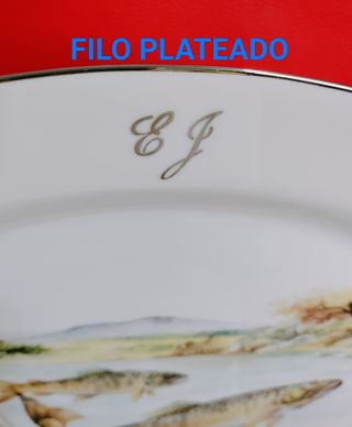 Vajilla Limoges de porcelana con peces