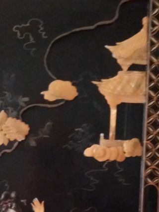 Cuadro Chino Antiguo Mujer y Flores