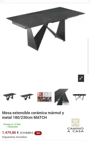 Mesa comedor y 6 sillas terciopelo rosa y gris