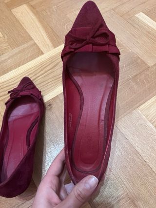 Zapatos tacón ante morado talla 39