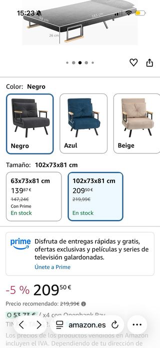 Sofá Cama HOMCOM Negro Terciopelo