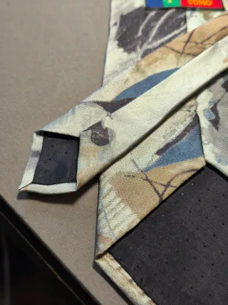 Cravatta fantasia beige multicolor