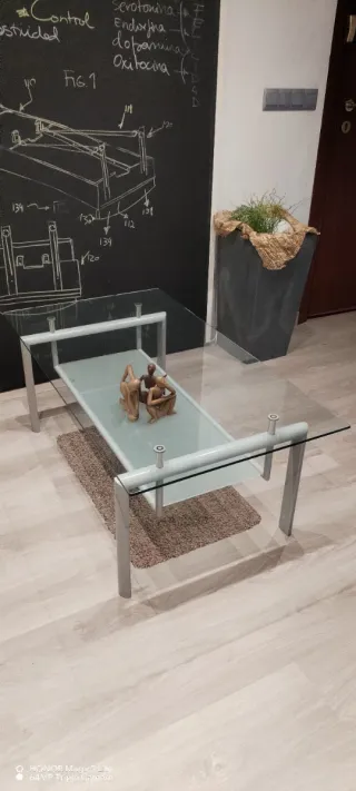 Mesa de centro cristal y metal