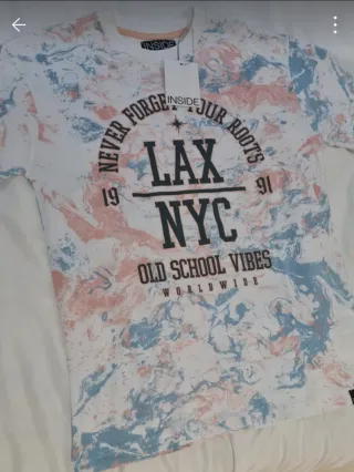 Camiseta Inside Talla M Estampado LAX NYC
