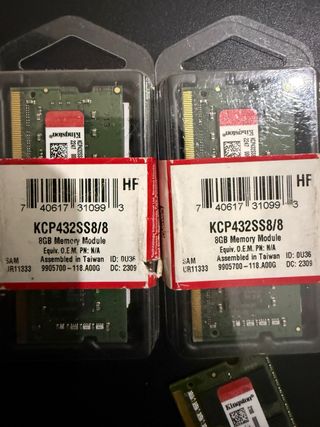 Memorias RAM Kingston De 8 Y 16 GB  DDR3 y  DDR4