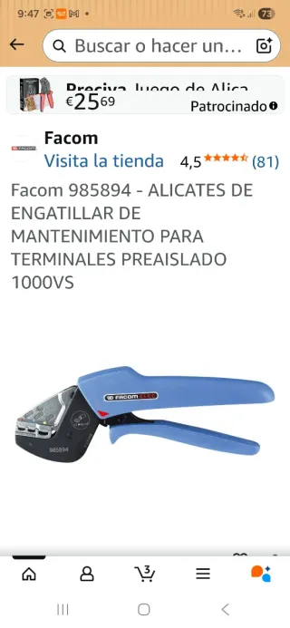 Alicate de engatillar Facom 985894