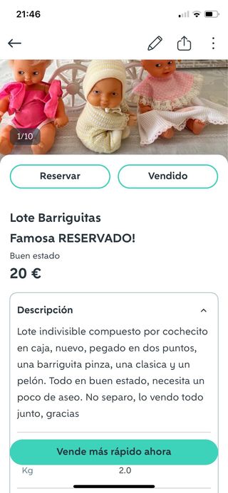Lote Barriguitas Famosa RESERVADO!