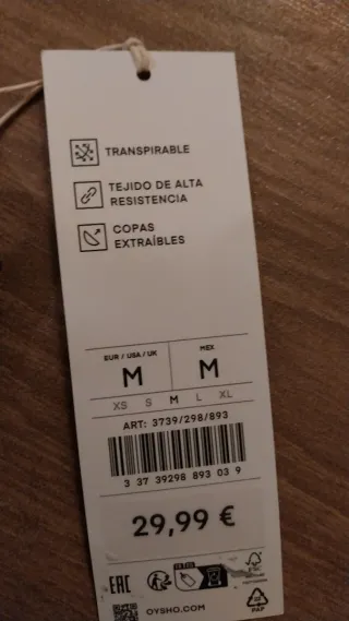 Top sportivo Oysho grigio taglia M