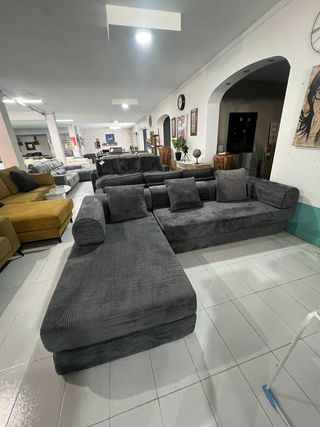 Sofá Chelong Gris Terciopelo Herrero espuma compri