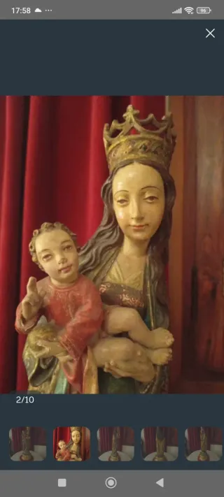 Virgen gótica madera policromada corona