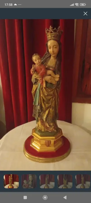 Virgen gótica madera policromada corona