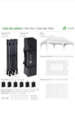 NUEVA Carpa Plegable Vounot Blanca y Negra