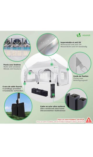 NUEVA Carpa Plegable Vounot Blanca y Negra