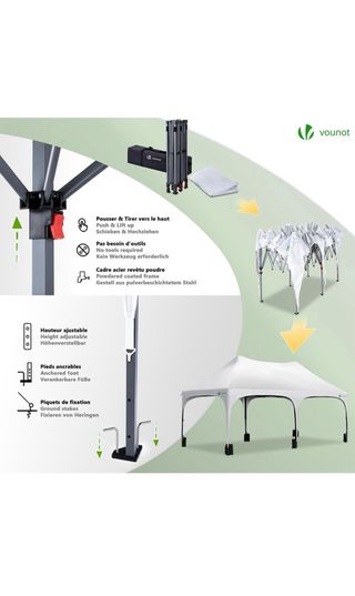 NUEVA Carpa Plegable Vounot Blanca y Negra