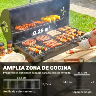 Barbacoa Carbón Portátil con Estantes