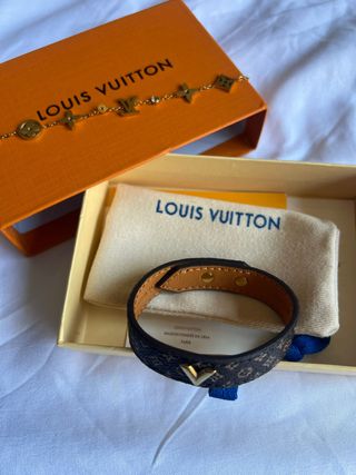 Pulsera Louis Vuitton V Marrón y Dorado
