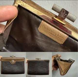 DIOR CLUTCH VINTAGE BOLSO MANO PIEL MARRON MONOGRA