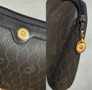DIOR CLUTCH VINTAGE BOLSO MANO PIEL MARRON MONOGRA