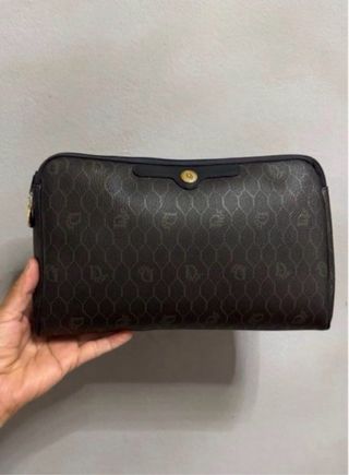 DIOR CLUTCH VINTAGE BOLSO MANO PIEL MARRON MONOGRA