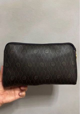 DIOR CLUTCH VINTAGE BOLSO MANO PIEL MARRON MONOGRA