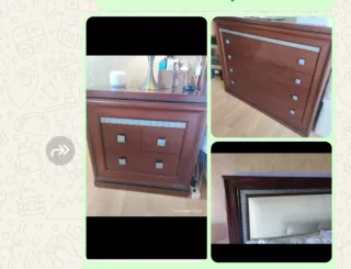 Muebles de madera: cómoda, mesitas y cabecero