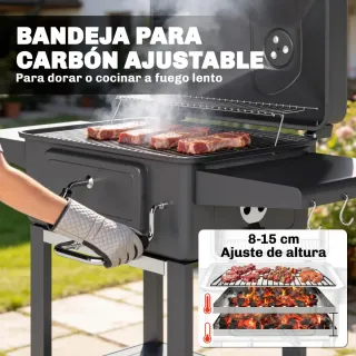 Barbacoa Carbón con Bandeja y Ventilación