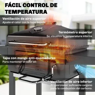 Barbacoa Carbón con Bandeja y Ventilación