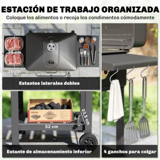 Barbacoa Carbón con Bandeja y Ventilación