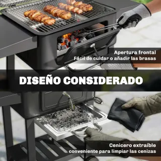 Barbacoa Carbón con Bandeja y Ventilación