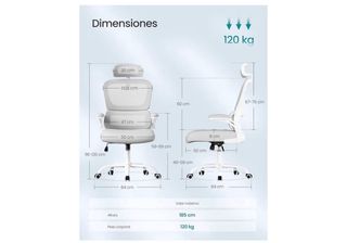 Silla de Oficina Ergonómica SONGMICS Gris Claro